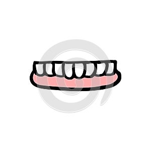 False jaw doodle icon, vector illustration