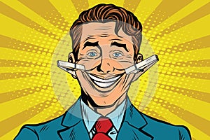 The false smile face with clothespins