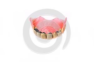 False teeth on a white background removable