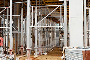 Falsework Decking system legs for construction of suspended reinforced concrete slab photo