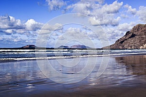 Famara Beach in Lanzarote, Canary Islands, Spain