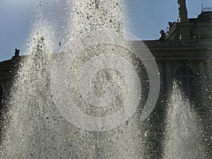 The famed fountains in front of the Odessa Opera House