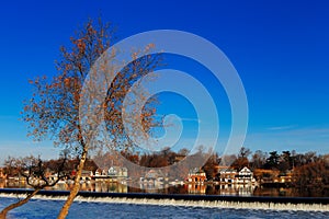 The famed Philadelphiaâ€™s boathouse row in Fairmount Dam Fishway