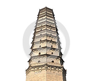 Famen Temple Pagoda China isolated on white background