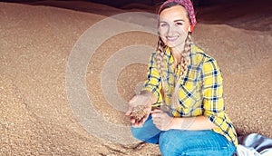 Famer showing the harvest of wheat