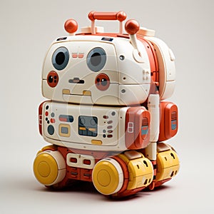 Famicom-inspired Toy Robot: Onii Kei Transportcore In Light White And Orange