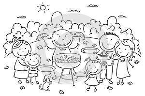 Famile having picnic outdoors