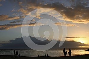 Families Beach Sunset