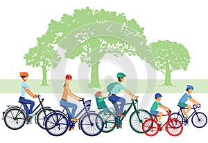 Families on bikes