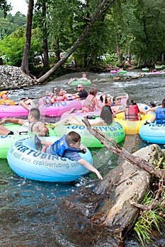 Families Go Tubing Down North Georgia River