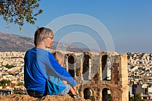 Family in Acropolis, Athens, Greece