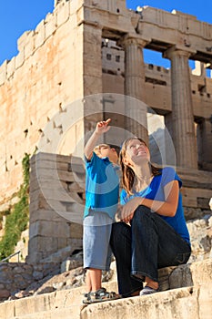 Family in Acropolis, Athens, Greece