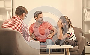 family aggression. man and woman talk to social worker. interpersonal relations. life coach.