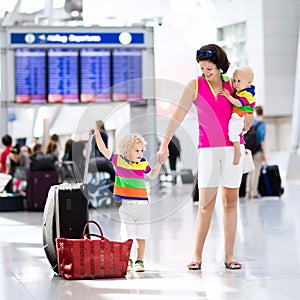 Family at airport before flight