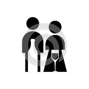 Family of alcoholics sign. Husband and wife drink alcohol. Social problem in society. Alcoholism disease