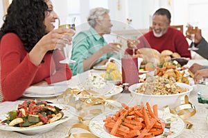 Family All Together At Christmas Dinner