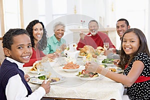 Family All Together At Christmas Dinner