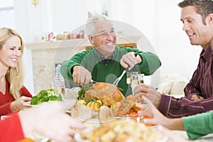 Family All Together At Christmas Dinner