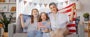 Family with American flag