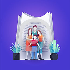 Family assurance contract concept. Vector illustration