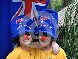 Family on Australia Day celebrations with crazy blue hats