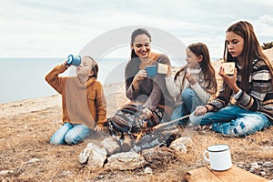 Family in autumn hike