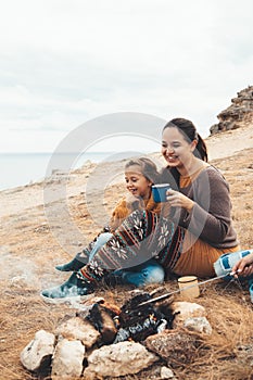 Family in autumn hike