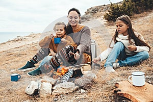 Family in autumn hike