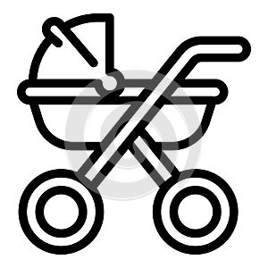 Family baby pram icon, outline style