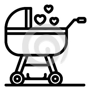 Family baby pram icon, outline style