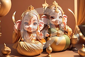 family baby young cute ganesha cartoon character illustration generative ai Happy Ganesh Chaturthi: Celebrating Lord Ganesha