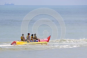 Family on Banana Boat