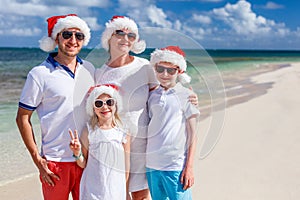 Family at beach on Christmas