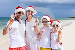 Family at beach on Christmas