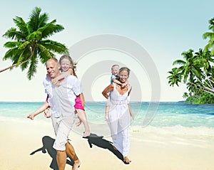 Family Beach Enjoyment Holiday Summer Concept