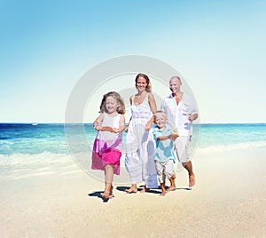 Family Beach Enjoyment Holiday Summer Concept