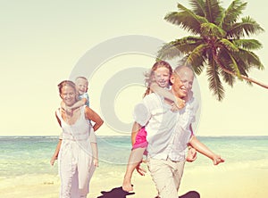 Family Beach Enjoyment Holiday Summer Concept