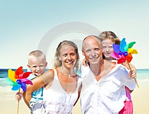 Family Beach Enjoyment Holiday Summer Concept photo