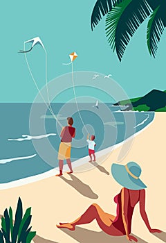 Family Beach Holiday Summer Vacation Rest Poster