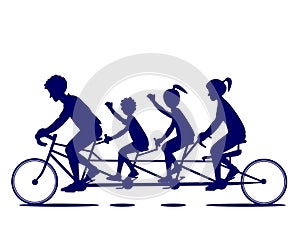 Family Bicycle Ride Silhouette