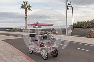 Family bike for rent on the beach in Lanzarote, Canary Islands, Spain