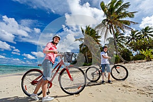 Family on bike ride