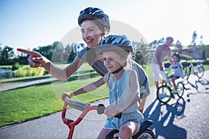 Family on bikes