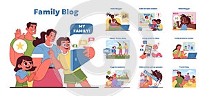 Family blog set. Vector illustration
