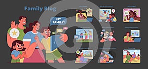 Family blog set. Vector illustration