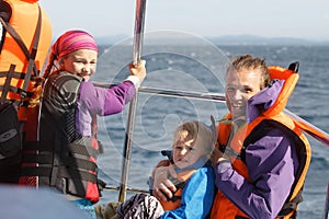Family on a blue whale watching trip.