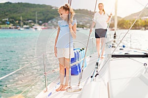 Family on board of sailing yacht