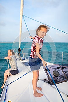 Family on board of sailing yacht