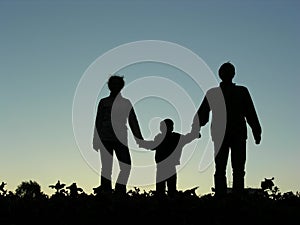 Family with boy silhouette