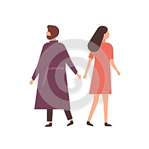 Family breakup flat vector illustration. Husband and wife arguing cartoon characters. Offended partners separation